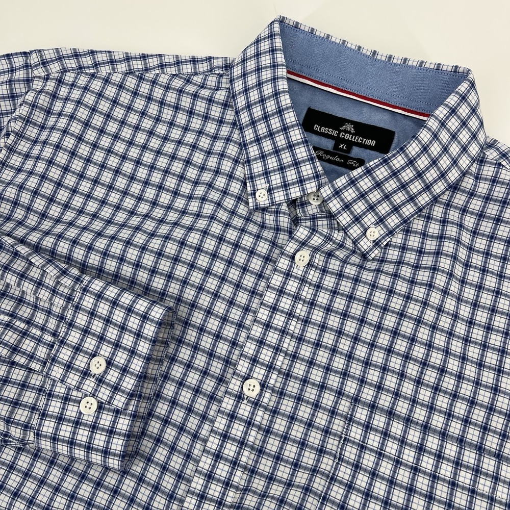Alimens & Gentle Shirt Mens Size XL Blue Plaid Long Sleeve Classic Collection